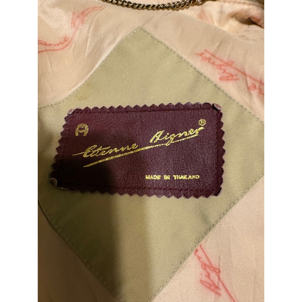 Etienne Aigner Vintage Tan Harrington Jacket Zip Up Windbreaker Beige Sz 8